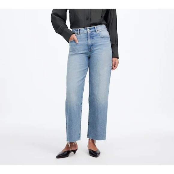 Madewell Denim - Madewell Jeans Women 25 Blue Perfect Vintage Wide Leg Crop Light Wash Raw Hem